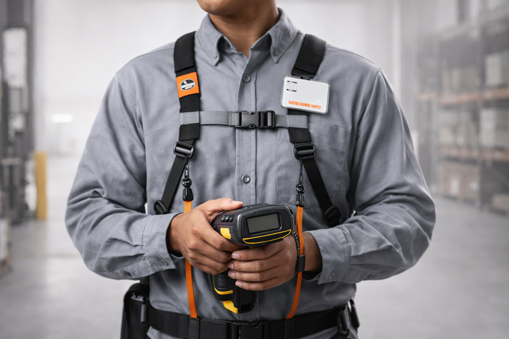 Squids 3138 Barcode Scanner Harness + Lanyard - Breakaway Design, Airprene Padding