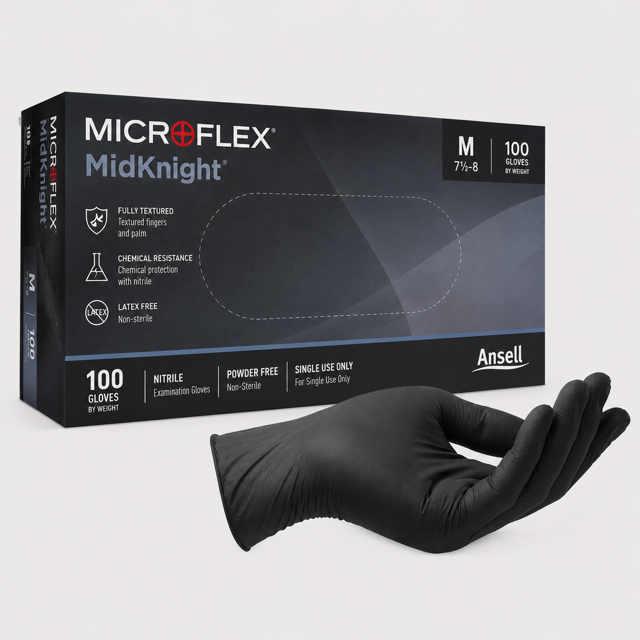 Ansell Microflex MidKnight Black Nitrile Gloves